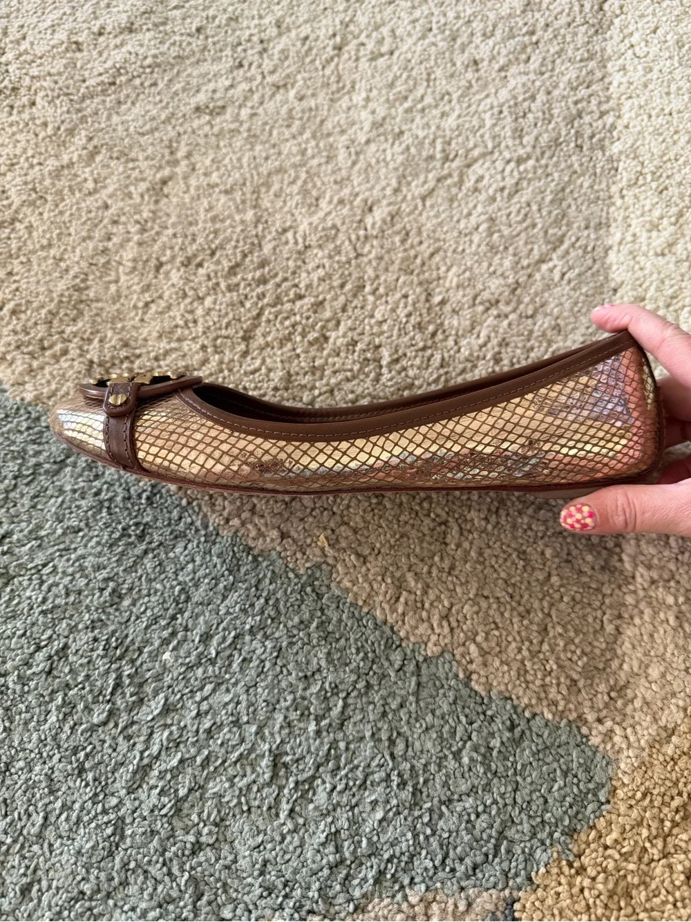 Tory Burch Aaden Ballet Mirror Snake Print Flats